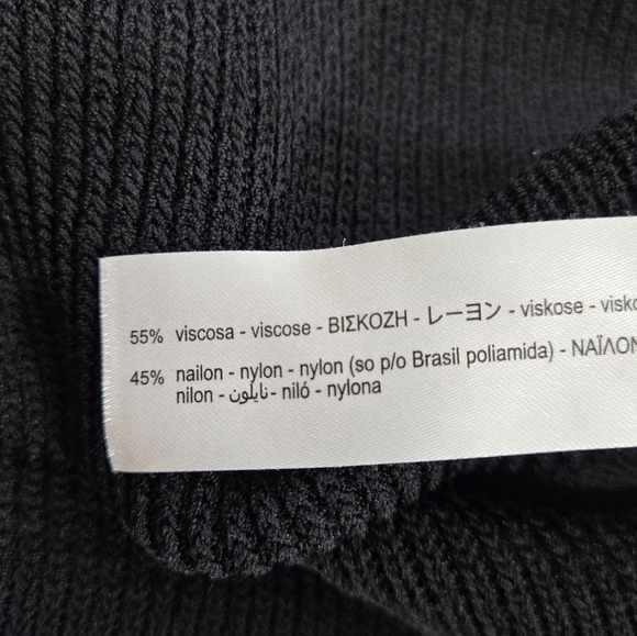 Zara Baloon Puff Sleeve Ribbed Crewneck Jet Black Sweater - Picture 10 of 13